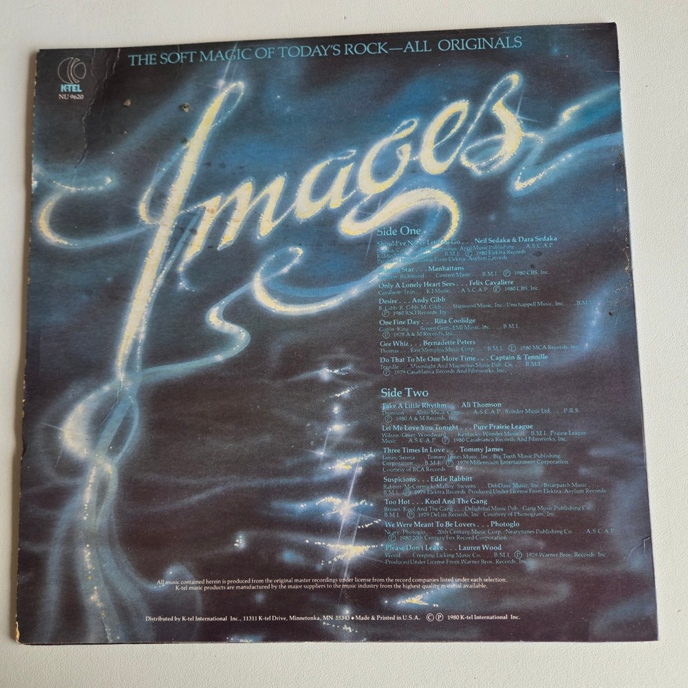 K-Tel Images 1980 Vinyl LP Compilation Soft Rock Various Artists NU 9620